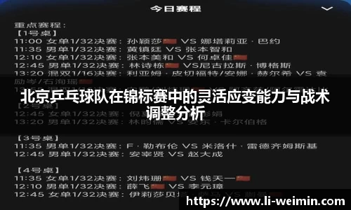 北京乒乓球队在锦标赛中的灵活应变能力与战术调整分析